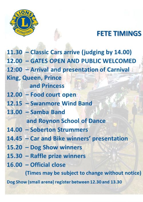 Fete Timings