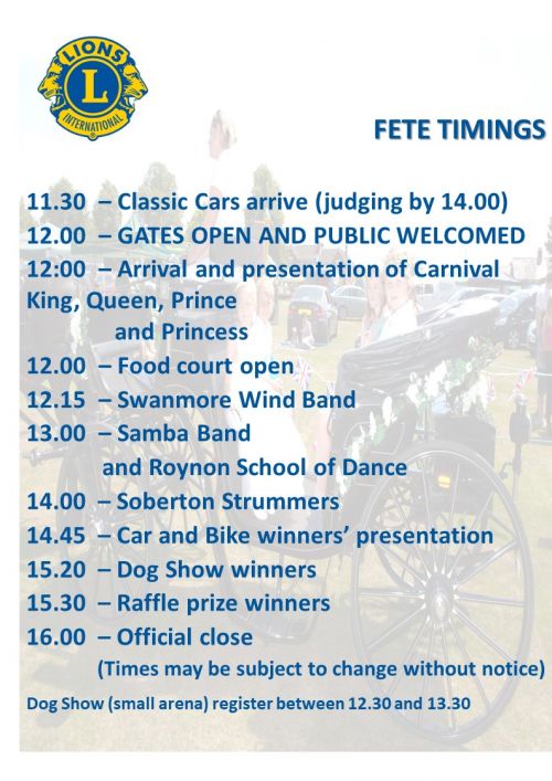 Fete Timings 2024